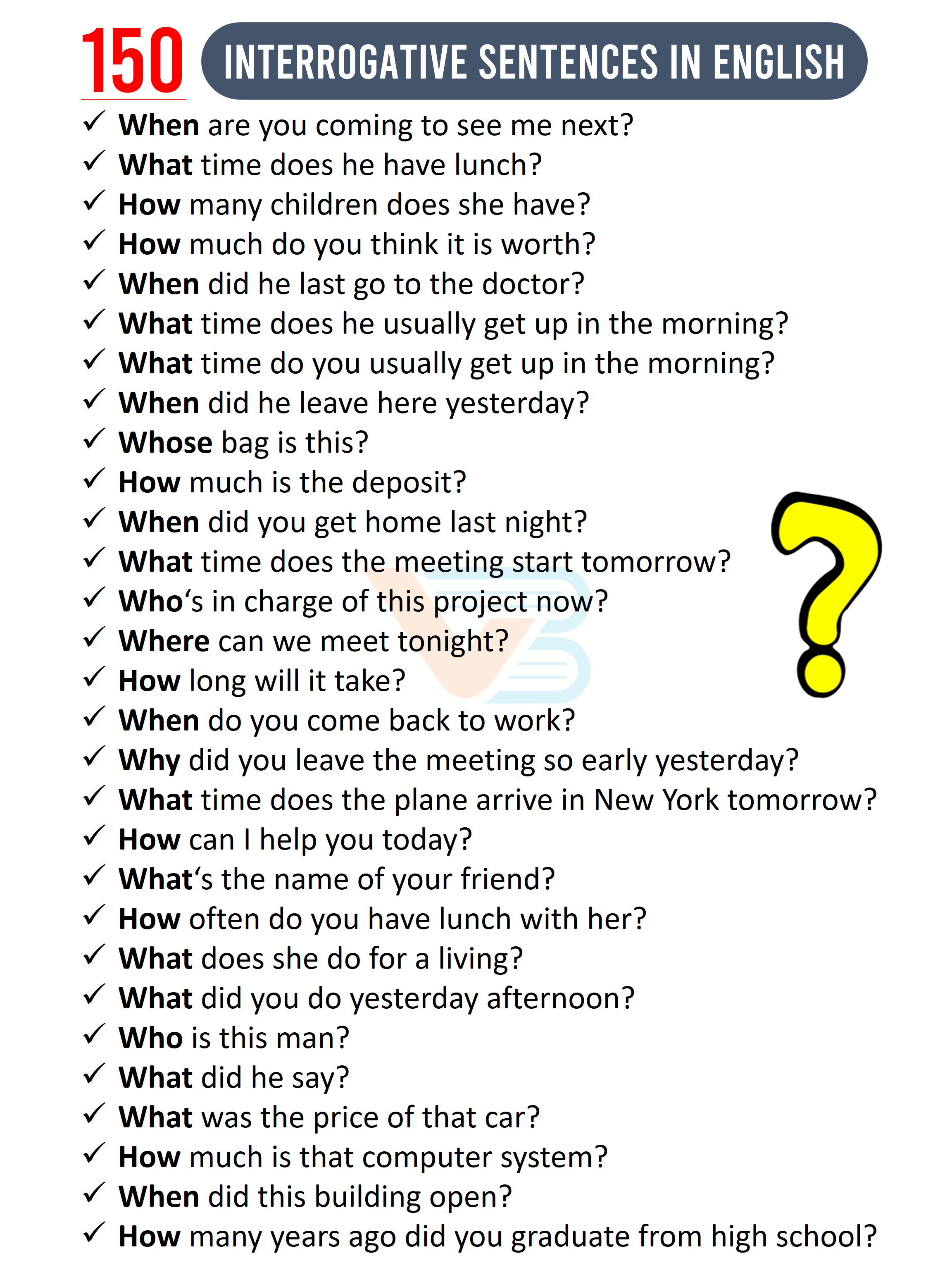 150 Examples Of Interrogative Sentences In English With PDF